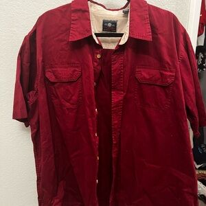 Men’s Wrangler Work Wear Red Button-Up Shirt XXL 2XL